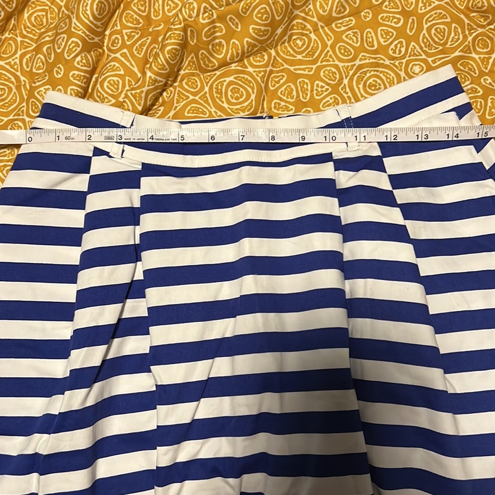 ModCloth | Blue and White Striped Midi Skirt Large